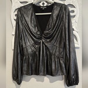 Silver "Wet" Blouse - XL